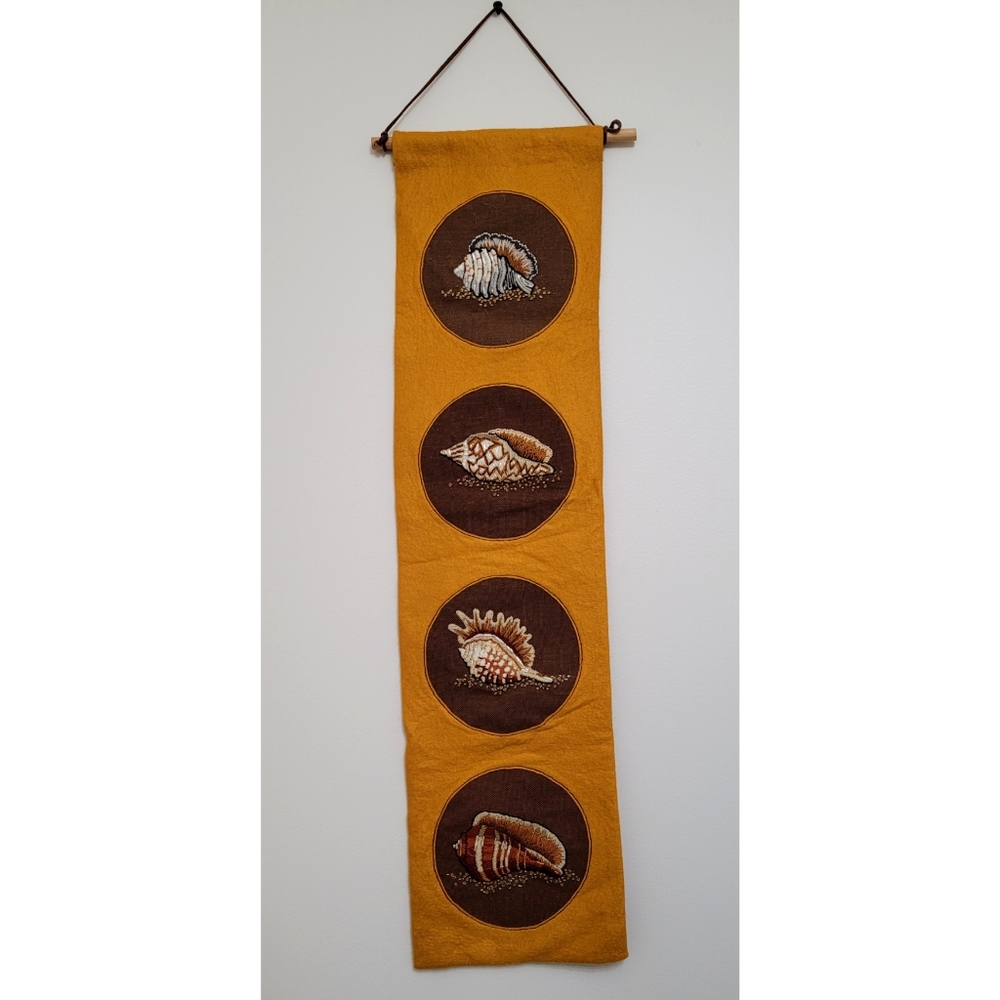 Vintage Seashell Embroidered Hanging Banner